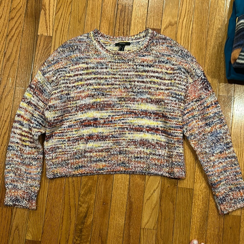 Pink Speckle Crew Knit Cropped Sweater